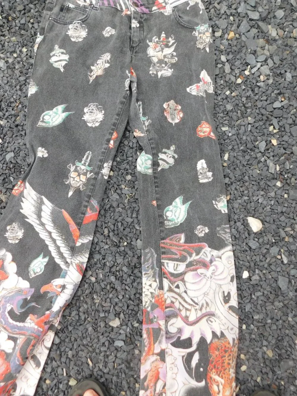 Just Cavalli Y2K Live Free or Die Tattoo Jeans 28/42 Italy